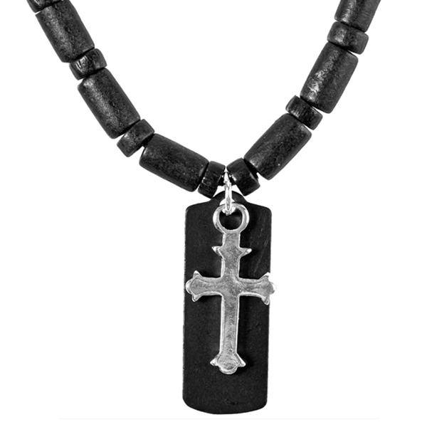 Matte Tag with Cross Necklace