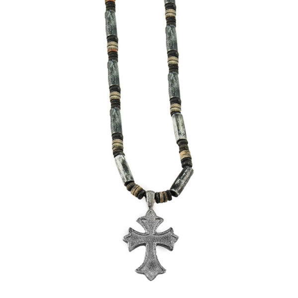 Wood Bone Cross Necklace