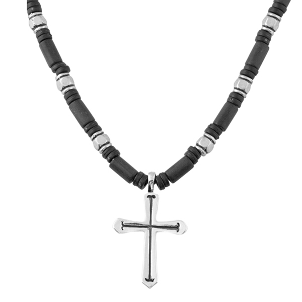 Wrapped Cross Bead Necklace