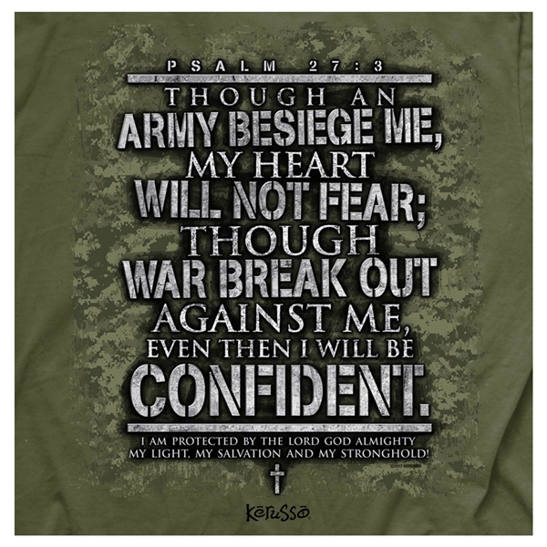 Fear Not Cross Military Green Christian T Shirt | Psalm 27:3